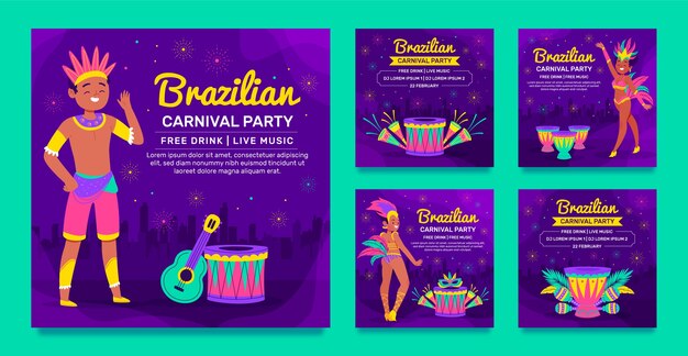 フラットブラジルのカーニバルのお祝いinstagramの投稿コレクション