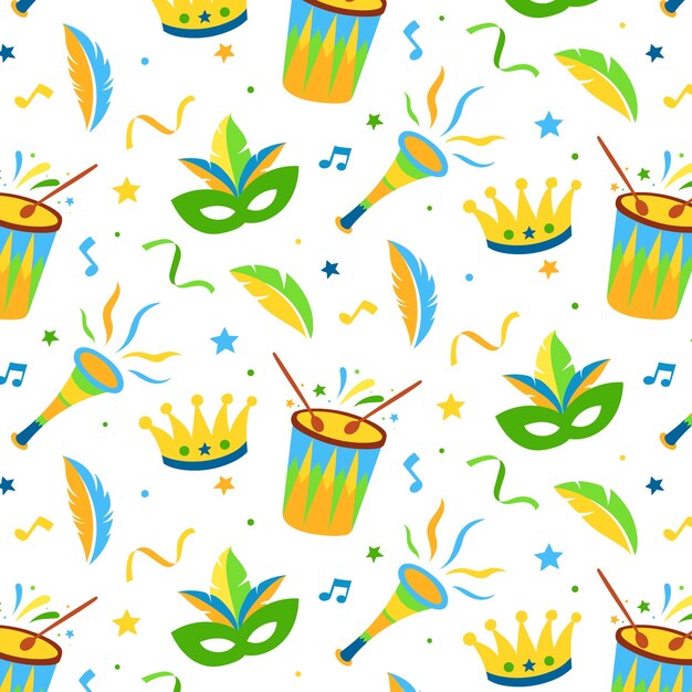 Flat brazilian carnival celebration pattern design