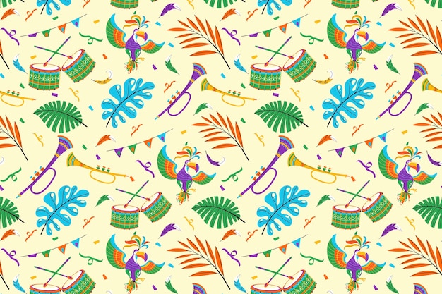 Flat brazilian carnival celebration pattern design