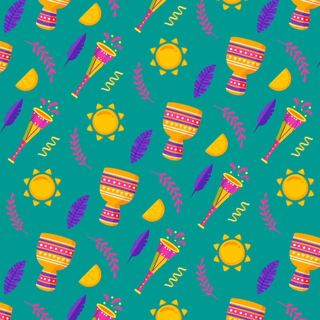 Free vector flat brazilian carnival celebration pattern design