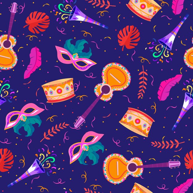 Flat brazilian carnival celebration pattern design