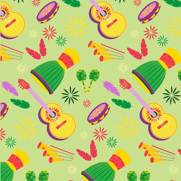 Free vector flat brazilian carnival celebration pattern design