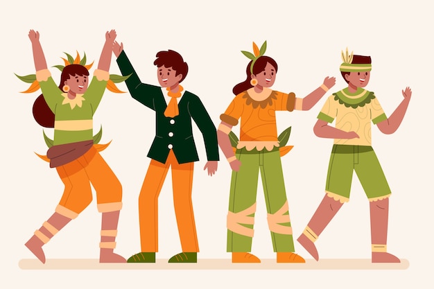 Free vector flat brazilian carnival characters collection