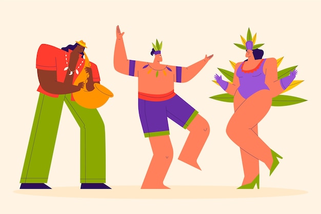 Free vector flat brazilian carnival characters collection