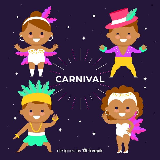 Free vector flat brazilian carnival dancer set