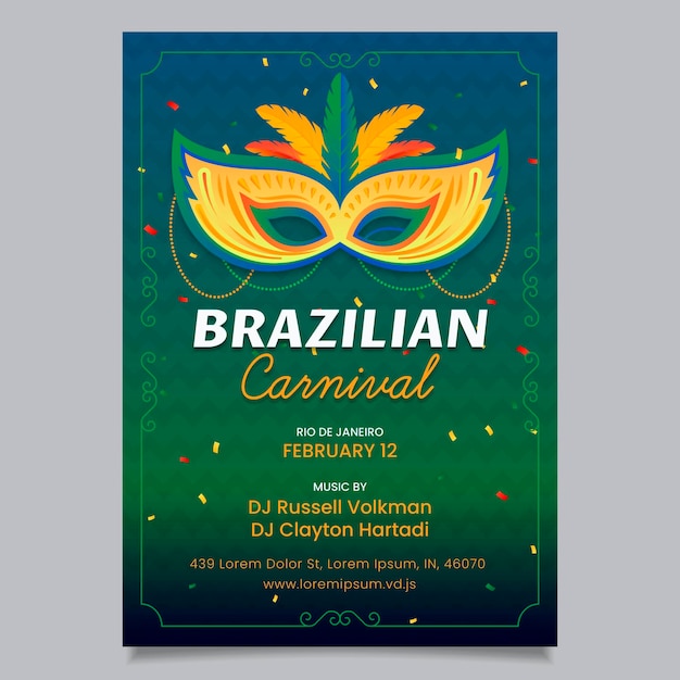 Flat brazilian carnival flyer