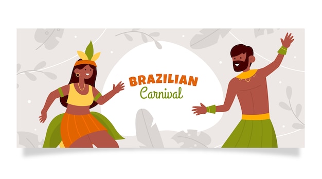 Banner orizzontale piatto carnevale brasiliano