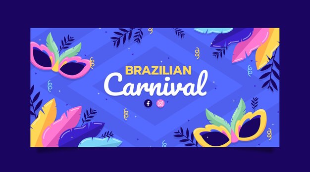 Flat brazilian carnival horizontal banner