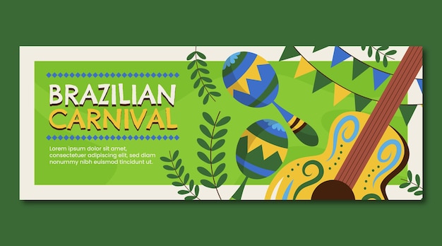 Banner orizzontale piatto carnevale brasiliano