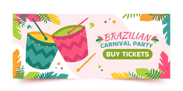 Flat brazilian carnival horizontal banner