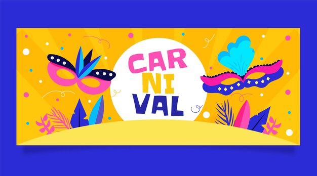 Vettore gratuito banner orizzontale piatto carnevale brasiliano