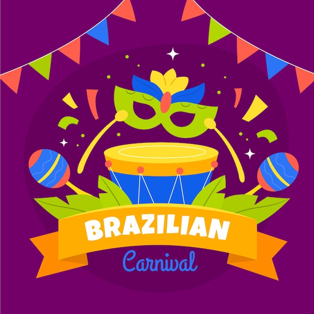 Vettore gratuito illustrazione di carnevale brasiliano piatto