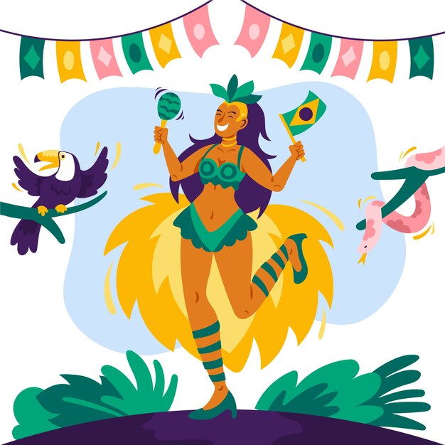 Flat brazilian carnival illustration