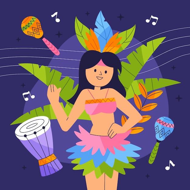 Free vector flat brazilian carnival illustration