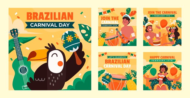 flat brazilian carnival instagram posts collection