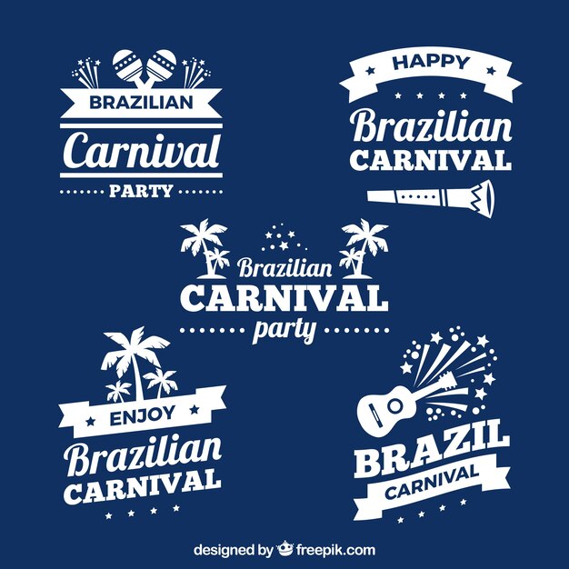 Flat brazilian carnival label/badge collection