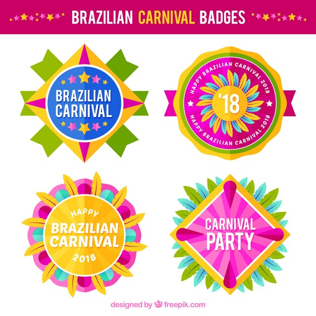 Flat brazilian carnival label/badge collection