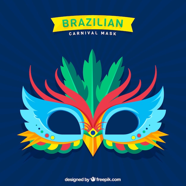 Flat brazilian carnival mask