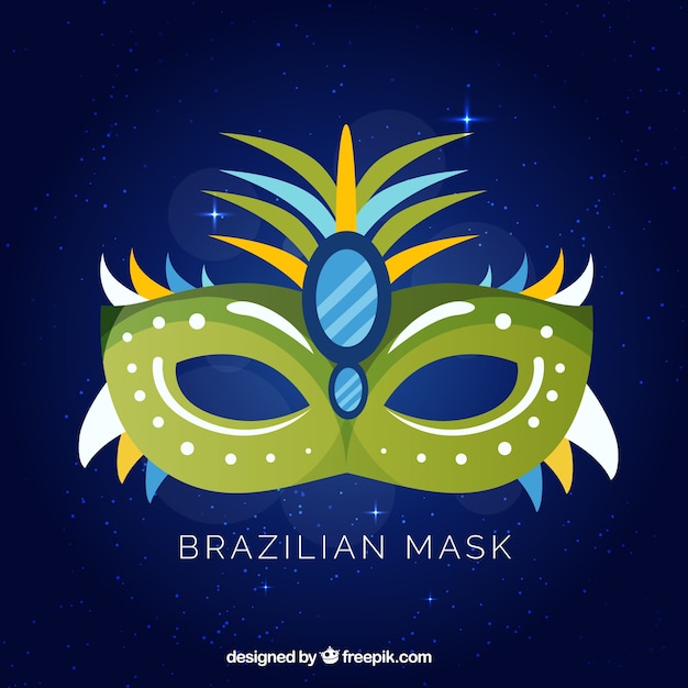 Vettore gratuito maschera di carnevale brasiliano piatta