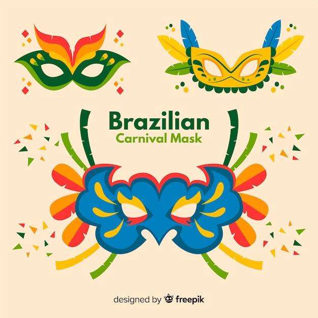 Бесплатное векторное изображение Плоская бразильская карнавальная маска