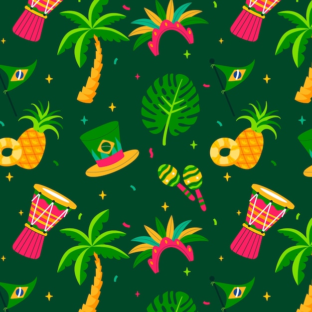 Flat brazilian carnival pattern design