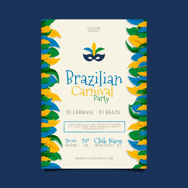 Flat brazilian carnival poster template