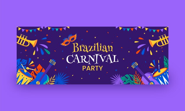 flat brazilian carnival social media cover template