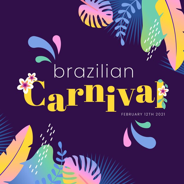 Плоский бразильский карнавал с листьями