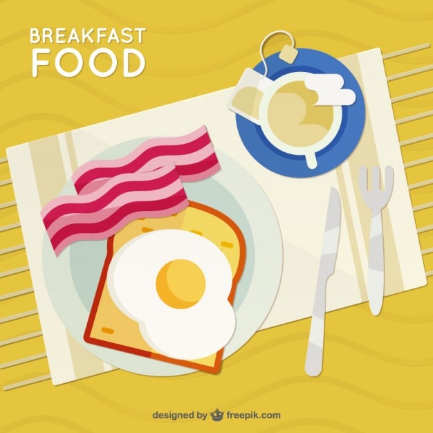 Бесплатное векторное изображение Плоский завтрак в вид сверху