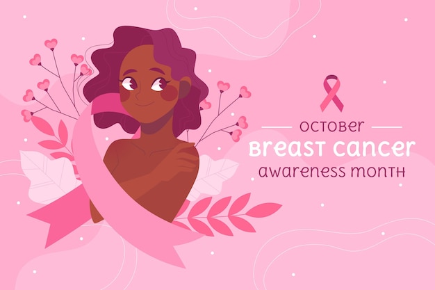 Flat breast cancer awareness month background