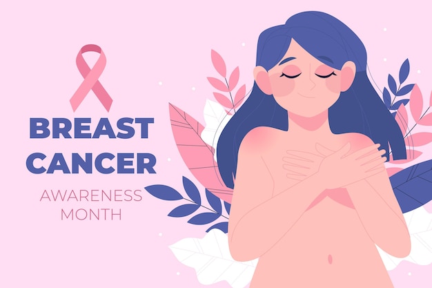 Flat breast cancer awareness month background