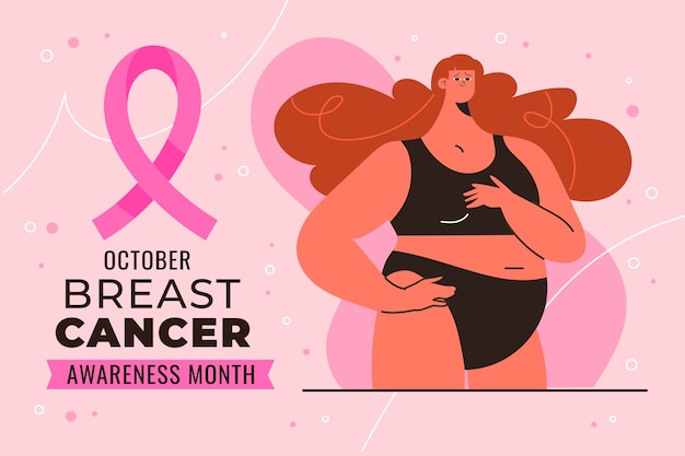 Flat breast cancer awareness month background