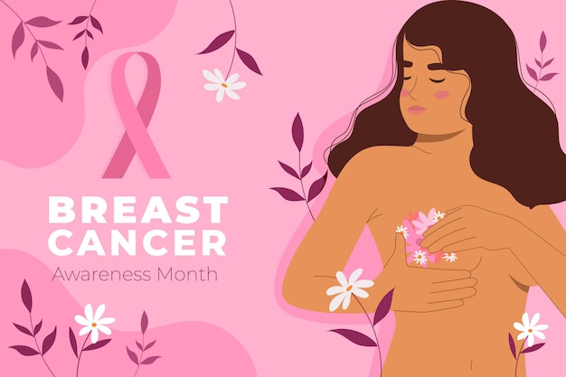 Free vector flat breast cancer awareness month illustration