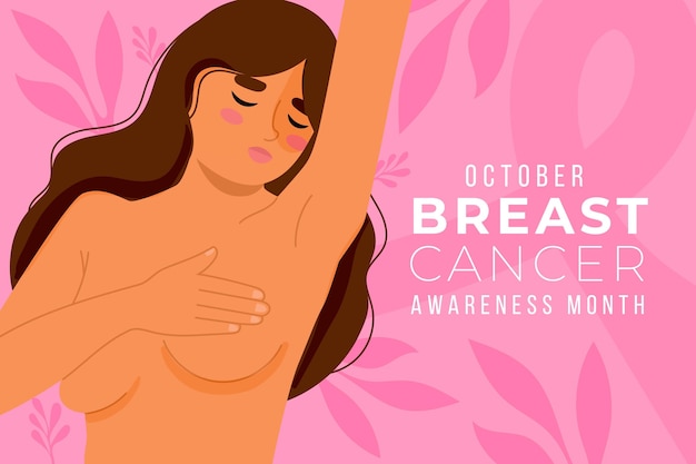 Free vector flat breast cancer awareness month illustration