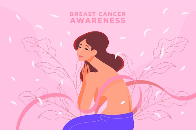 Free vector flat breast cancer awareness month illustration