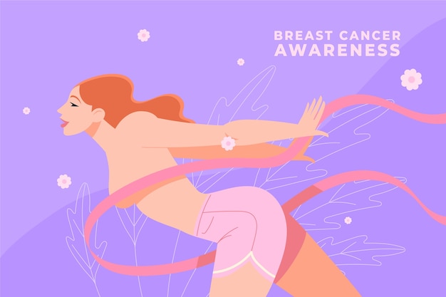 Free vector flat breast cancer awareness month illustration