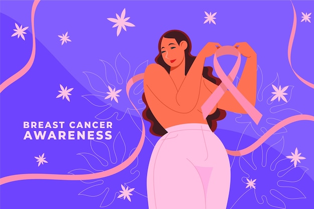 Free vector flat breast cancer awareness month illustration