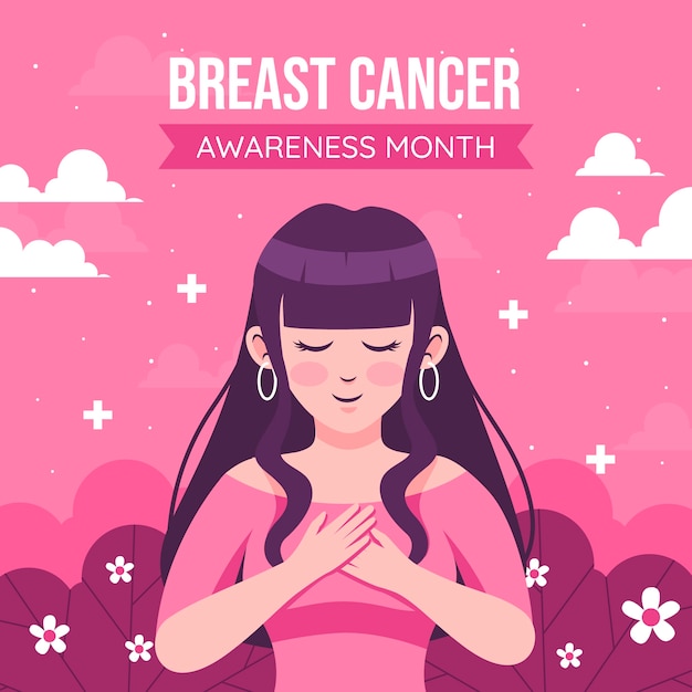 Free vector flat breast cancer awareness month illustration