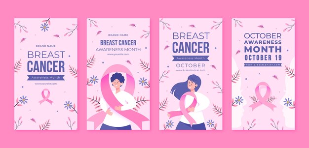 flat breast cancer awareness month instagram stories collection