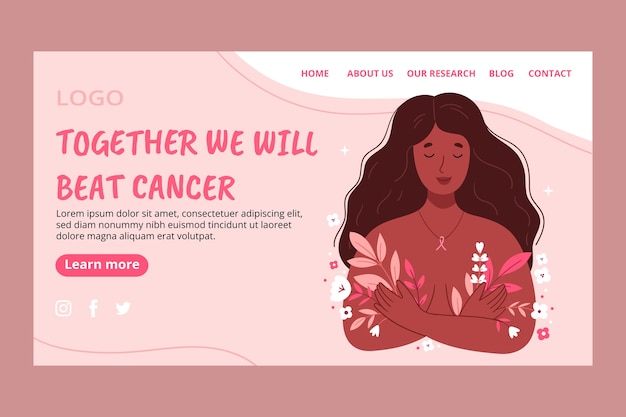 Free vector flat breast cancer awareness month landing page template