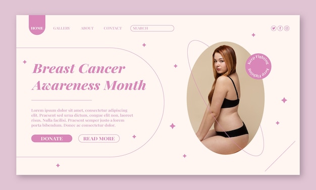 Flat breast cancer awareness month landing page template