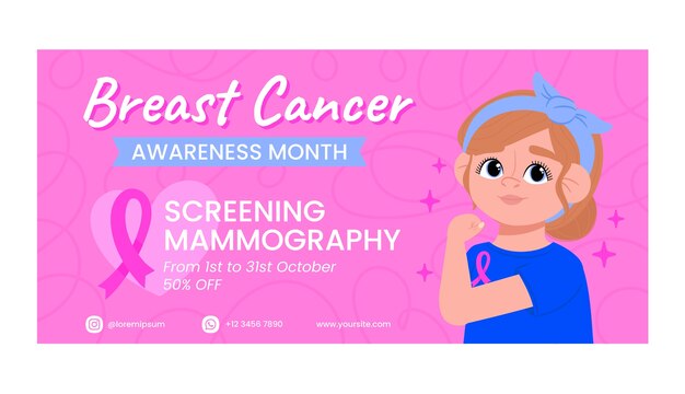 플랫 유방암 인식의 달 판매 배너 템플릿