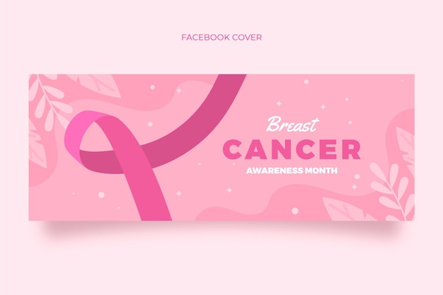 플랫 유방암 인식의 달 소셜 미디어 표지 템플릿