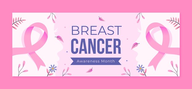 flat breast cancer awareness month social media cover template