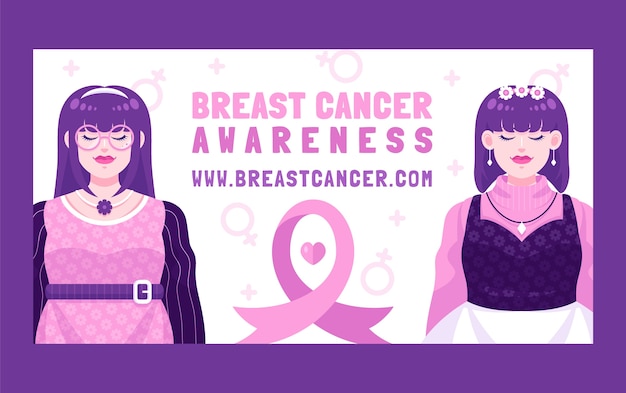 Free vector flat breast cancer awareness month social media post template