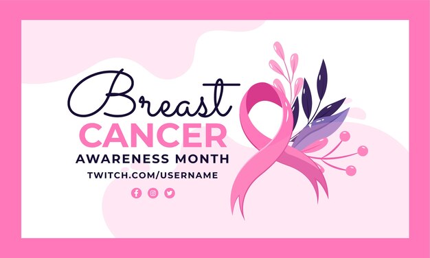 Flat breast cancer awareness month twitch background