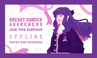 Free vector flat breast cancer awareness month twitch background