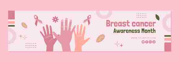 Free vector flat breast cancer awareness month twitch banner