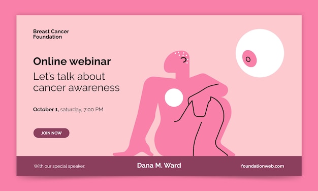 Flat breast cancer awareness month webinar template