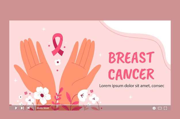 Free vector flat breast cancer awareness month youtube thumbnail